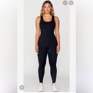 Black Sleeveless Bodysuit Set Active
